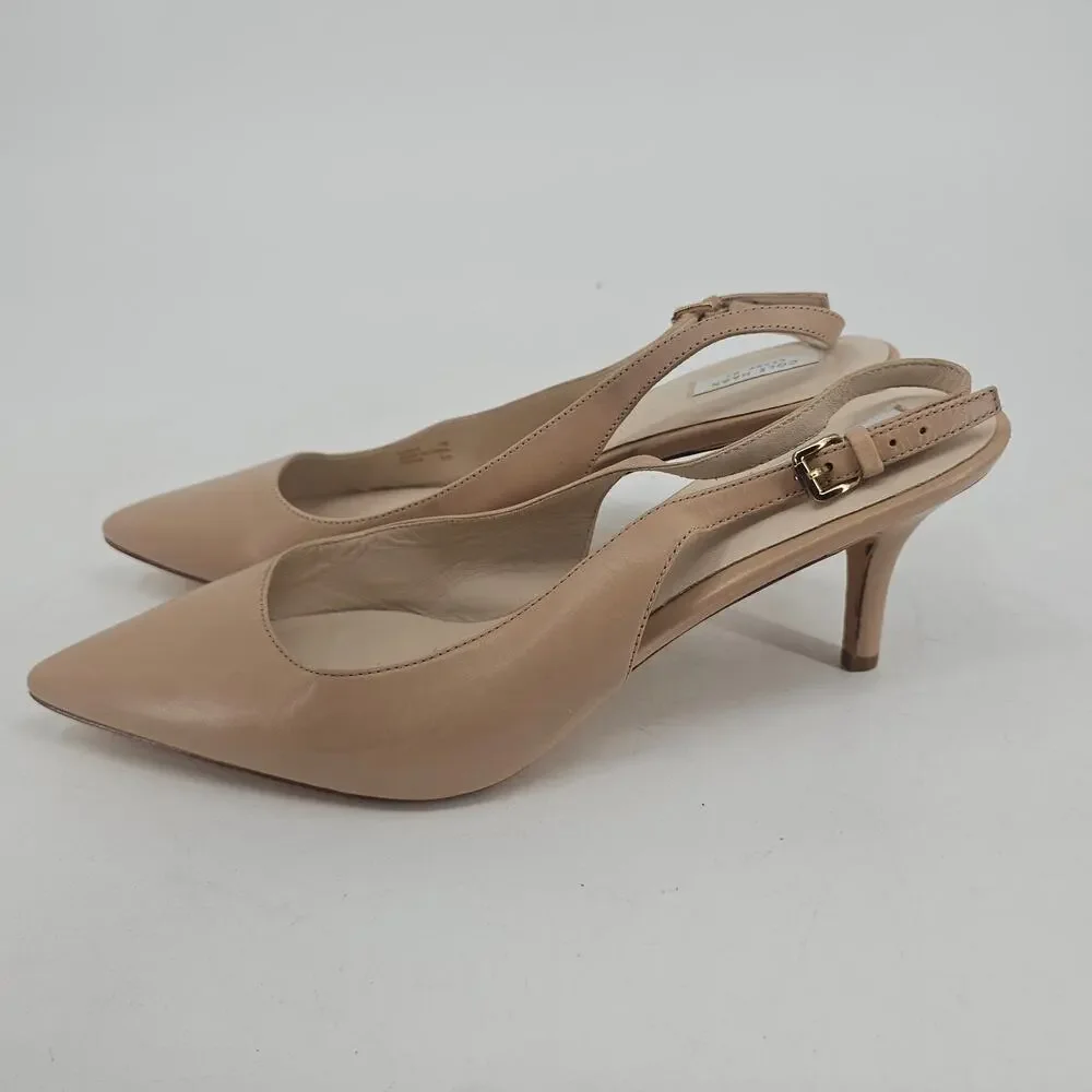 Cole Haan Nude Leather Slingback Heels Size 10 B Old Money Minimalist Corpcore